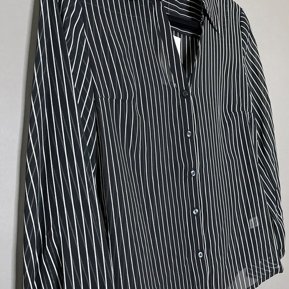 NWT Style & Co Black/White Stripes Sheer Blouse‎ Size 4P - Picture 6 of 11